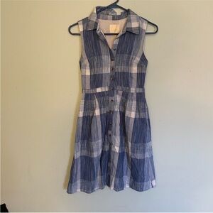 ModCloth blue white Blair button front Sun dress small
